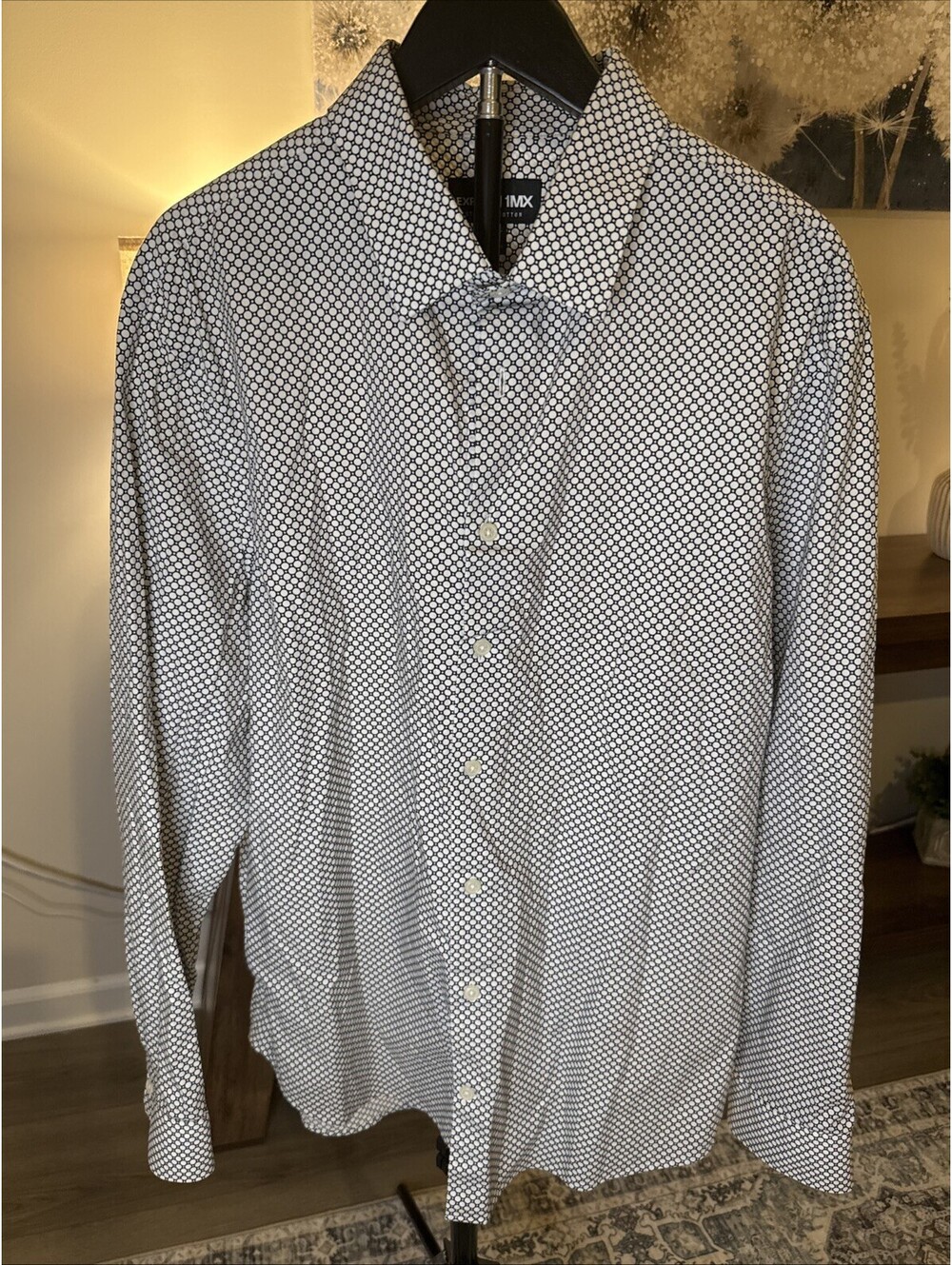 Express 1MX Men’s Slim Shirt Stretch Edition Size L Black/White